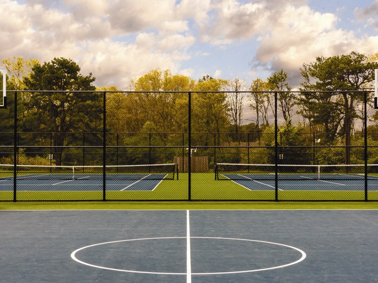 outdoor basketball courts at Villas at Pine Hills, Manorville, New York